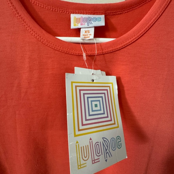 LuLaRoe Vibrant Coral Short Sleeve Tee - Picture 2 of 3